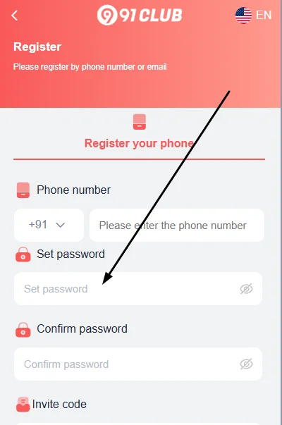 Create a strong password for 91 club